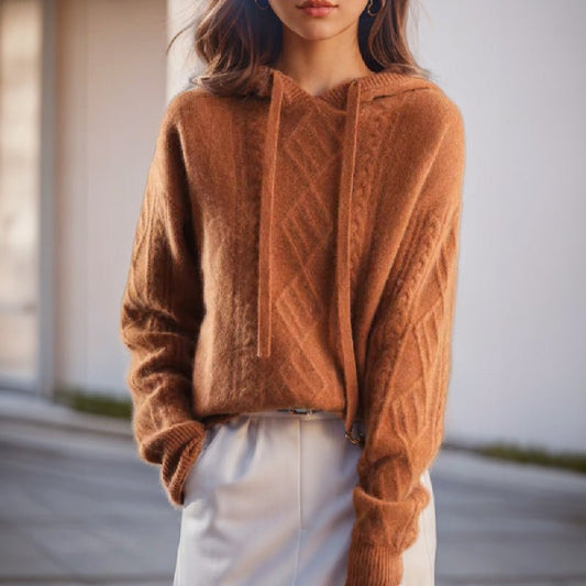 Knit Hoodie for Women with Drawstrings - Clarkandmorris