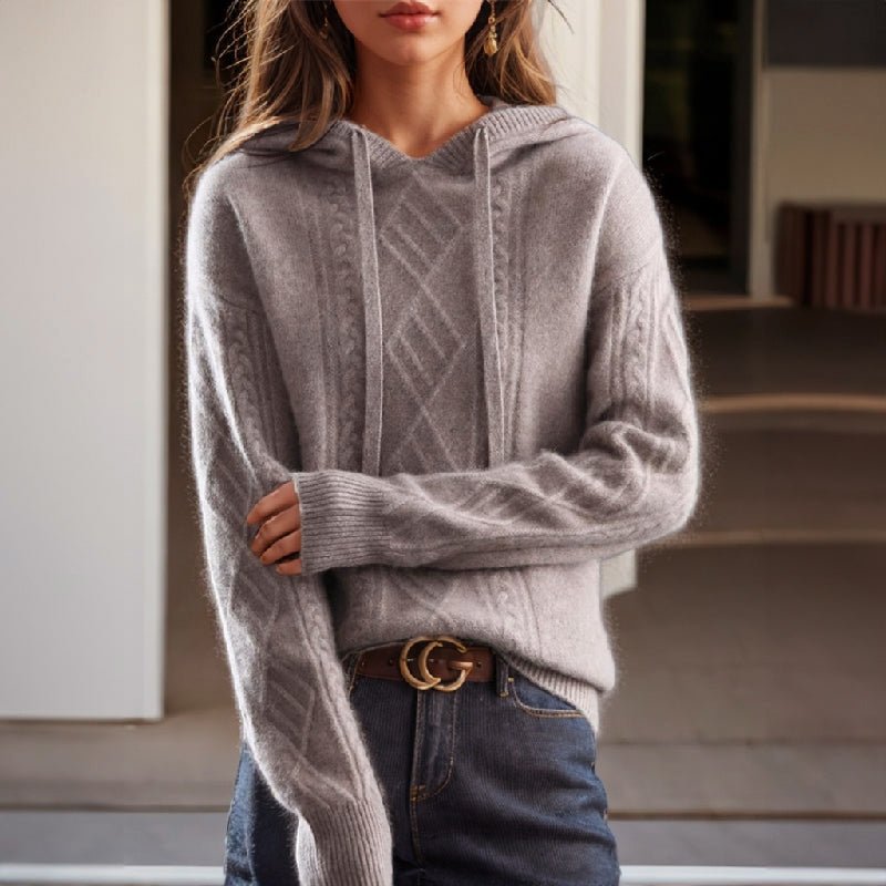 Knit Hoodie for Women with Drawstrings - Clarkandmorris