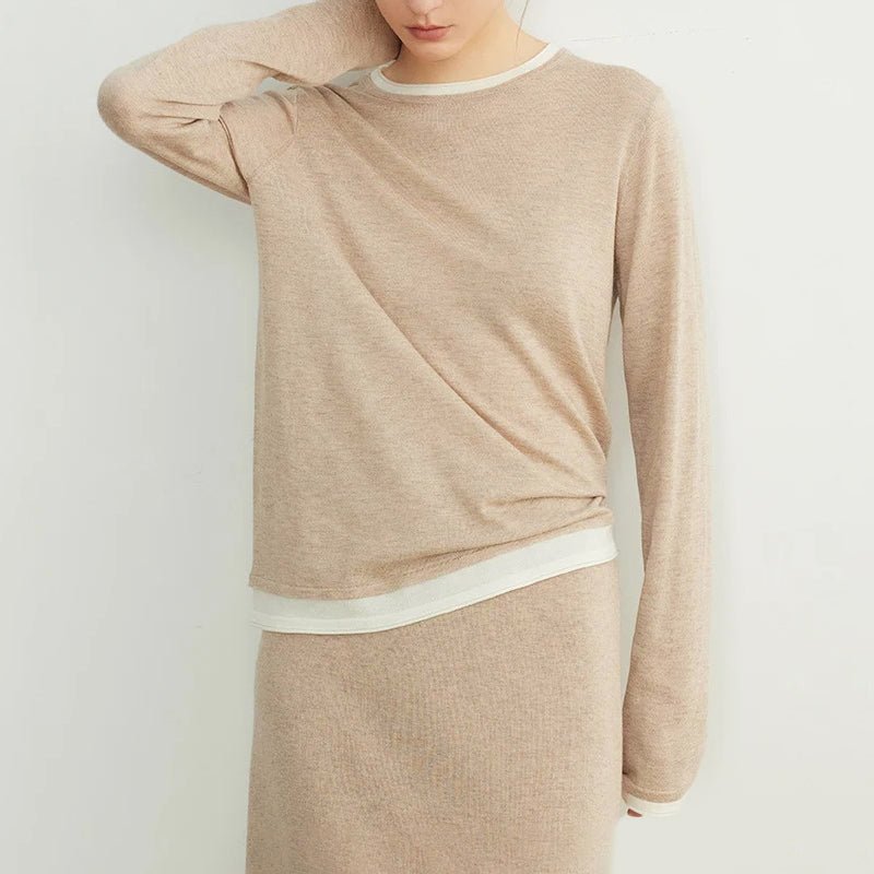 Layered - Look Wool Blend Sweater for Women - Clarkandmorris