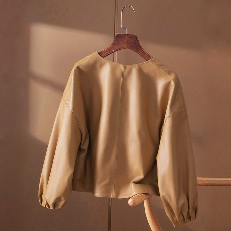 Open Front Faux Leather Jacket for Women - Clarkandmorris