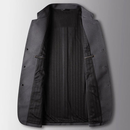 Single - Breasted Blazer Coat for Men with Stand Collar - Clarkandmorris