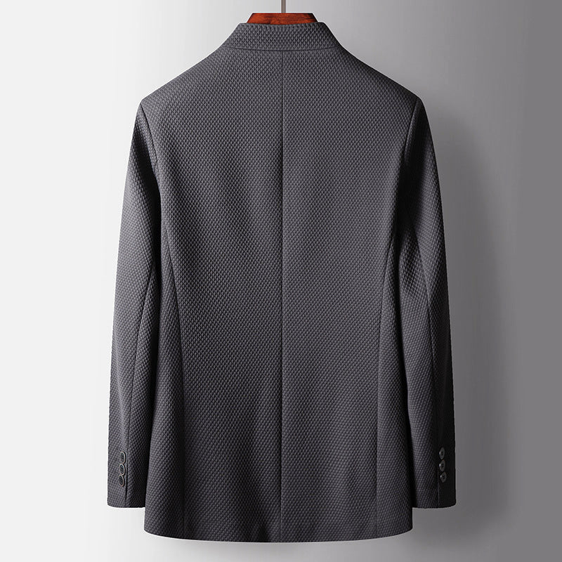 Single - Breasted Blazer Coat for Men with Stand Collar - Clarkandmorris
