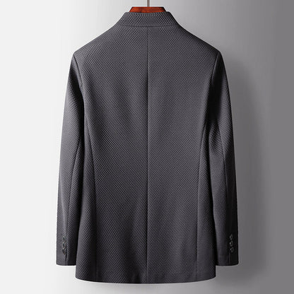 Single - Breasted Blazer Coat for Men with Stand Collar - Clarkandmorris