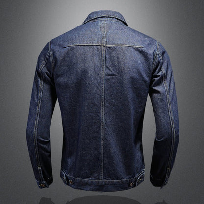 Slim - Fit Denim Jacket for Men with Turn - Down Collar - Clarkandmorris
