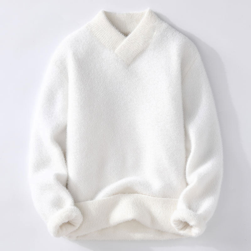 V - Neck Sweater for Men with Plush Texture - Clarkandmorris