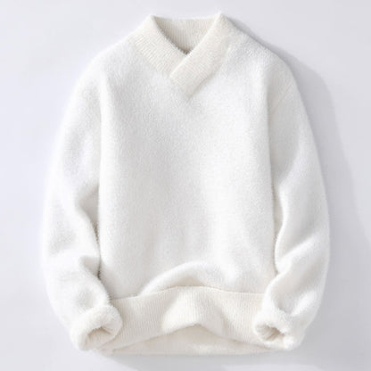V - Neck Sweater for Men with Plush Texture - Clarkandmorris