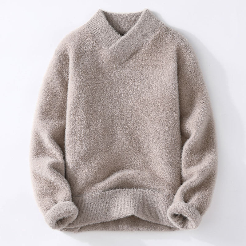 V - Neck Sweater for Men with Plush Texture - Clarkandmorris