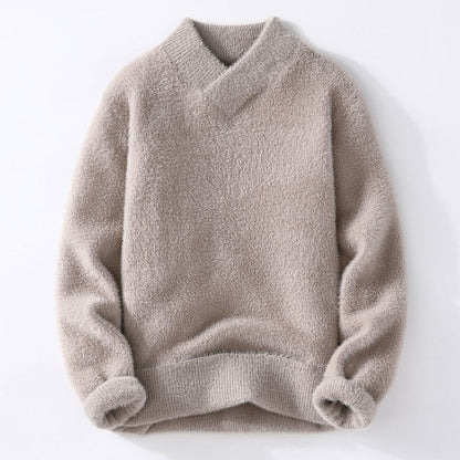 V - Neck Sweater for Men with Plush Texture - Clarkandmorris