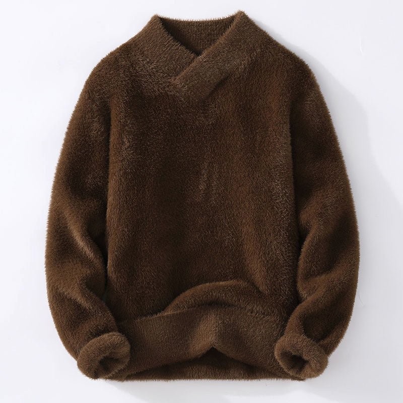 V - Neck Sweater for Men with Plush Texture - Clarkandmorris