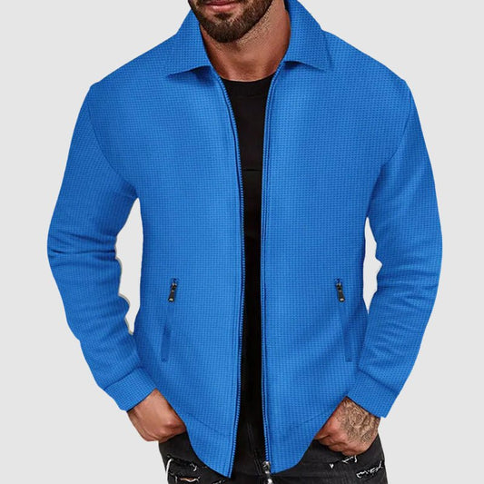 Waffle Tracksuit Jacket for Men with Zipper Closure - Clarkandmorris
