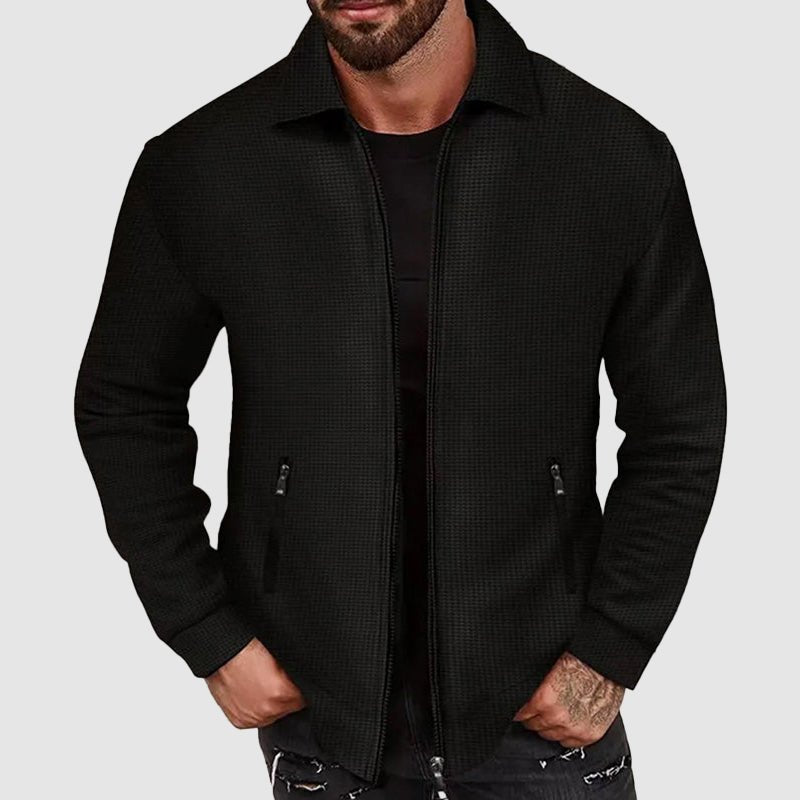 Waffle Tracksuit Jacket for Men with Zipper Closure - Clarkandmorris
