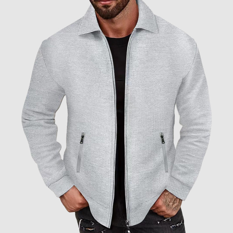 Waffle Tracksuit Jacket for Men with Zipper Closure - Clarkandmorris