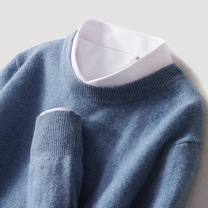 Wool Sweater for Men with Round Neckline - Clarkandmorris
