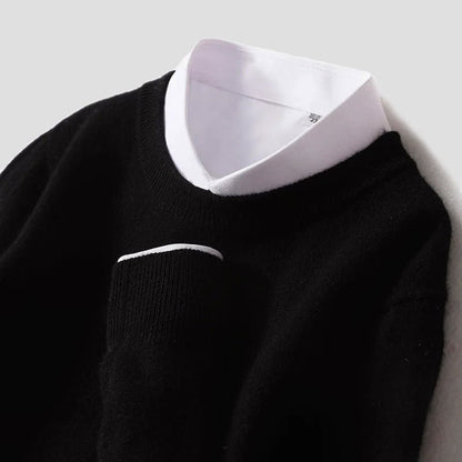Wool Sweater for Men with Round Neckline - Clarkandmorris
