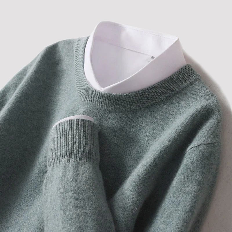 Wool Sweater for Men with Round Neckline - Clarkandmorris