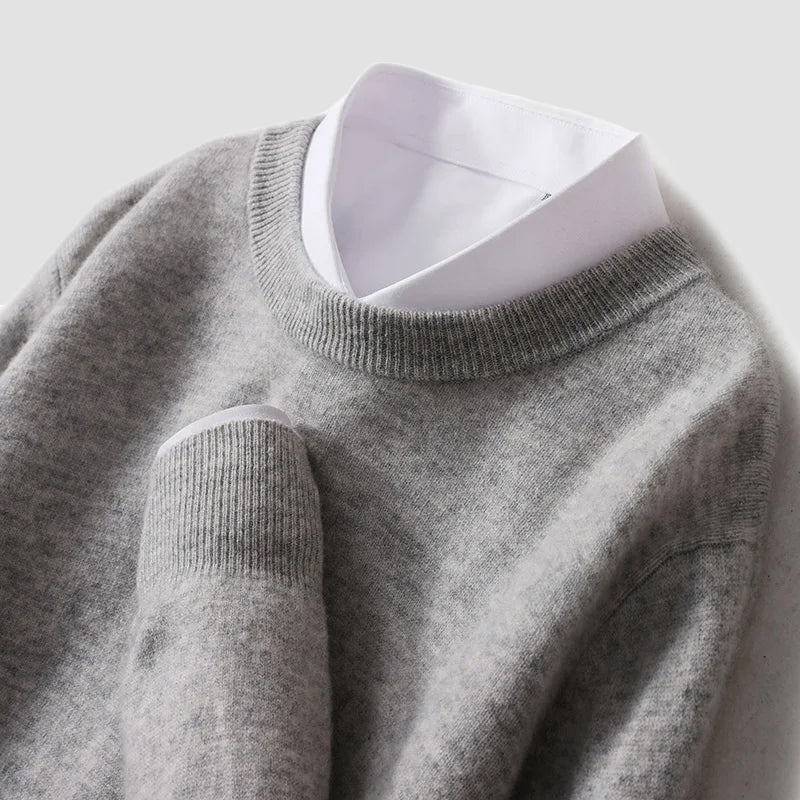 Wool Sweater for Men with Round Neckline - Clarkandmorris