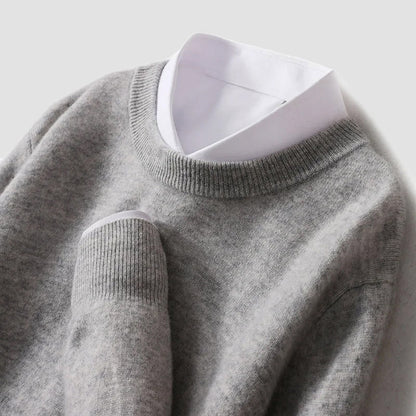 Wool Sweater for Men with Round Neckline - Clarkandmorris