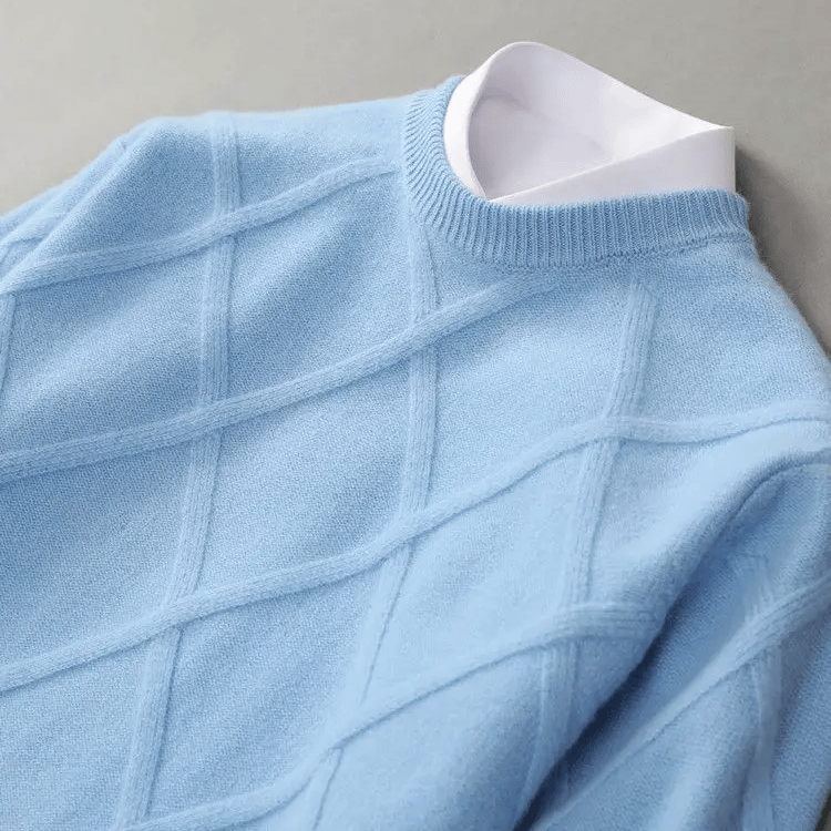 Wool Sweater with Diamond Pattern for Men - Clarkandmorris