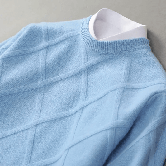 Wool Sweater with Diamond Pattern for Men - Clarkandmorris