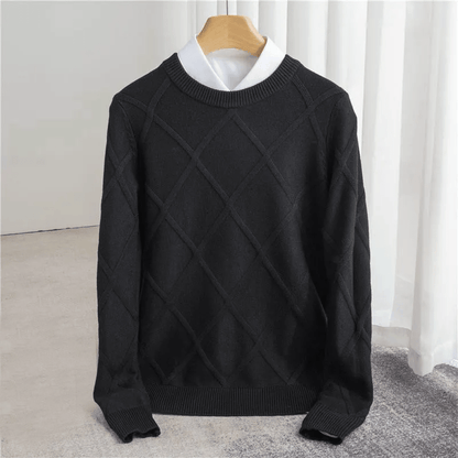 Wool Sweater with Diamond Pattern for Men - Clarkandmorris