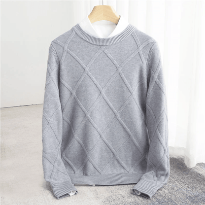 Wool Sweater with Diamond Pattern for Men - Clarkandmorris