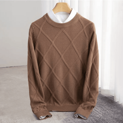Wool Sweater with Diamond Pattern for Men - Clarkandmorris