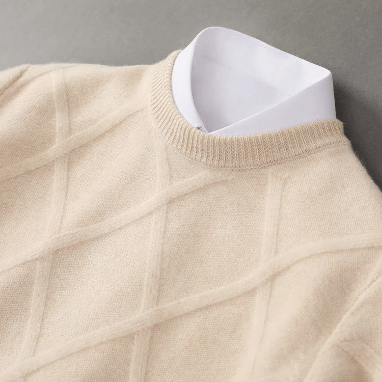 Wool Sweater with Diamond Pattern for Men - Clarkandmorris