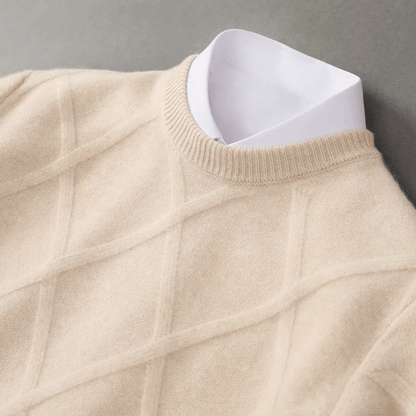 Wool Sweater with Diamond Pattern for Men - Clarkandmorris
